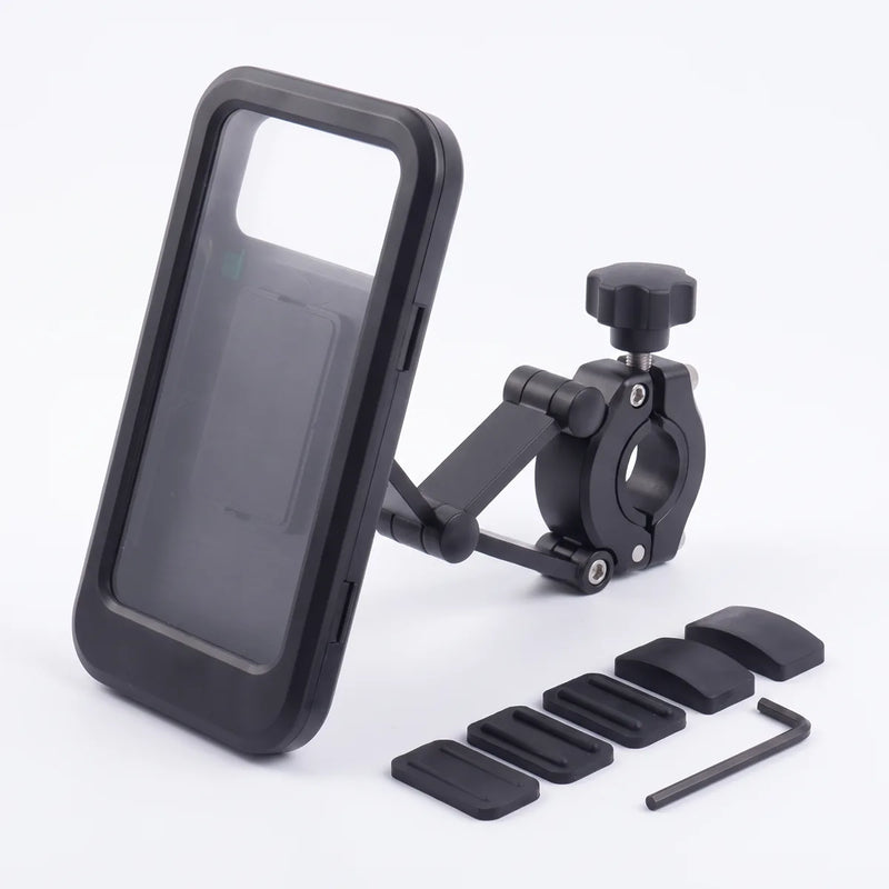 MotoGuard PRO · Soporte impermeable para celular en moto y bicicleta, giro 360°